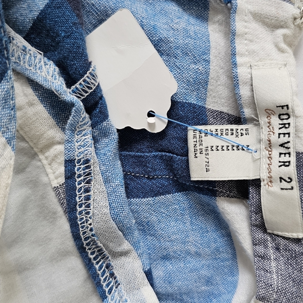 Forever 21 Large Print Plaid Summer Jumper with Sexy Criss Cross Straps - Picture 5 of 6